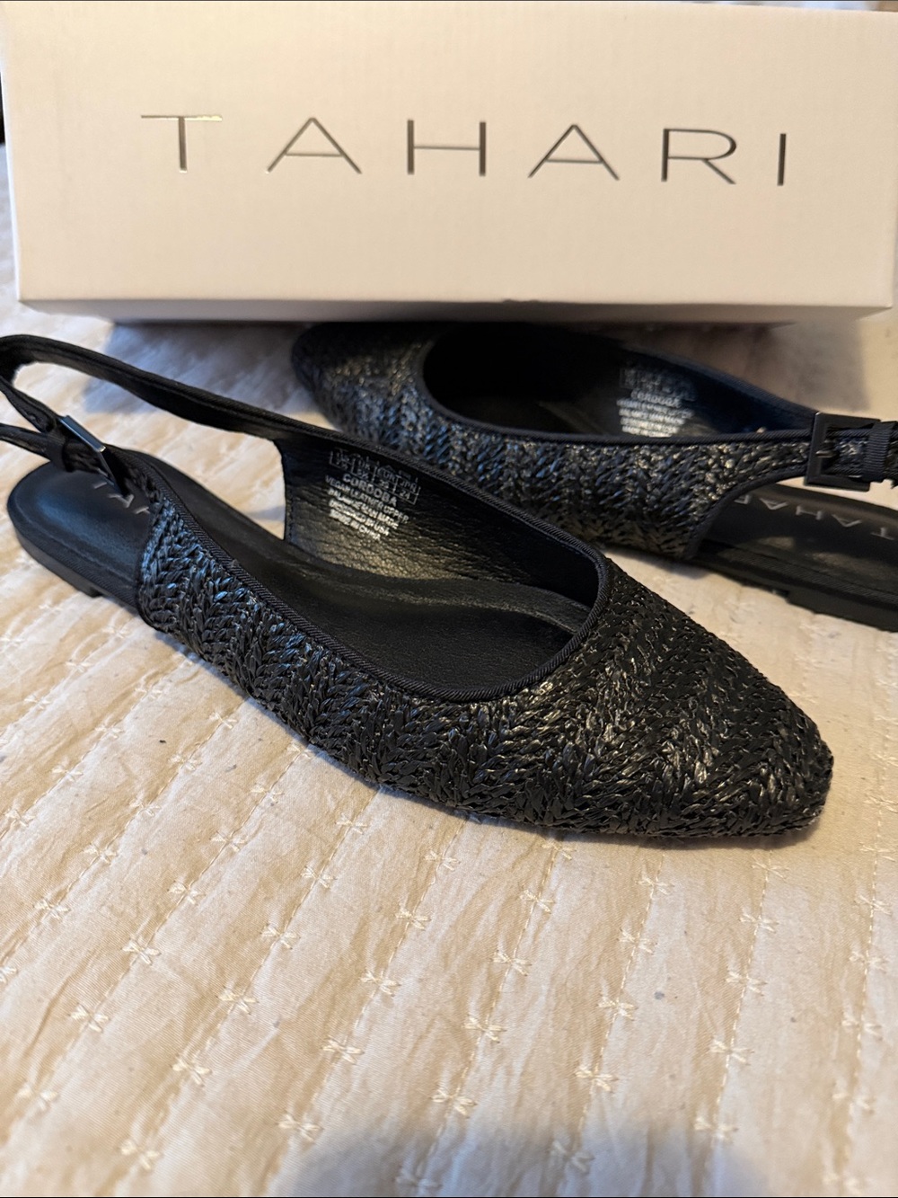 Tahari Black Woven Slingback Ballet Flats NWOT 7.5 ❤️